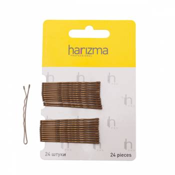 Harizma h10534-04 Невидимки 50 мм волна 24 шт коричневые