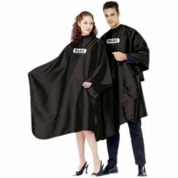 WAHL 4505-7001 Hair dressing cape with logo Черный парикмахерский пеньюар-накидка для стрижки волос с фирменным логотипом
