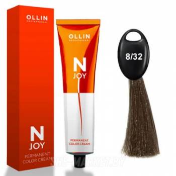 OLLIN "N-JOY"  8/32 – светло-русый золотисто-фиолетовый, перманентная крем-краска для волос 100мл