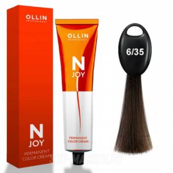 OLLIN "N-JOY"  6/35 – темно-русый золотисто-махагоновый, перманентная крем-краска для волос 100мл