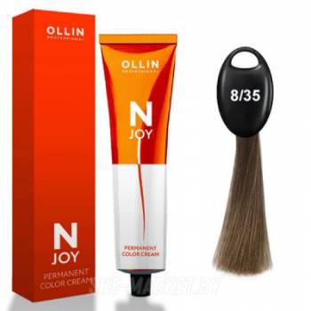 OLLIN "N-JOY"  8/35 - светло-русый золотисто-махагоновый, перманентная крем-краска для волос 100мл