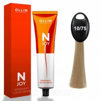 OLLIN "N-JOY" 10/75 – светлый блондин коричнево-махагоновый, перманентная крем-краска для волос 100мл