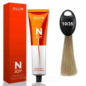 OLLIN "N-JOY" 10/35 – светлый блондин золотисто-махагоновый, перманентная крем-краска для волос 100мл