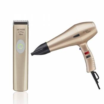 Moser 1584-0001 li pro mini  rose gold Окантовочный триммер для волос + фен