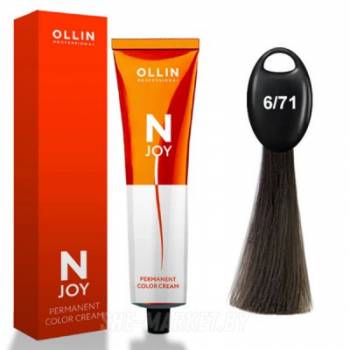 OLLIN "N-JOY"  6/71 – темно-русый коричнево-пепельный, перманентная крем-краска для волос 100мл