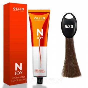 OLLIN "N-JOY"  5/30 – светлый шатен золотистый, перманентная крем-краска для волос 100мл