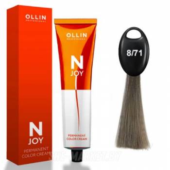 OLLIN "N-JOY"  8/71 – светло-русый коричнево-пепельный, перманентная крем-краска для волос 100мл