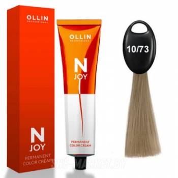OLLIN "N-JOY" 10/73 – светлый блондин коричнево–золотистый, перманентная крем-краска для волос 100мл