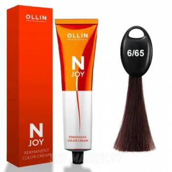 OLLIN "N-JOY"  6/65 – темно-русый красно-махагоновый, перманентная крем-краска для волос 100мл