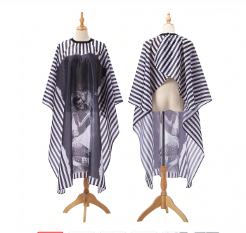 CH237 Пеньюар для барбершопа “FRESH CUT” черно-белая полоса 160*140 см