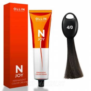 OLLIN "N-JOY" 4/0 – шатен, перманентная крем-краска для волос 100мл