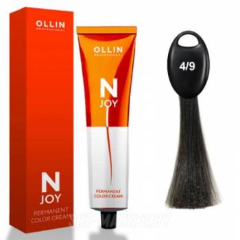 OLLIN "N-JOY"  4/9 – шатен зеленый, перманентная крем-краска для волос 100мл
