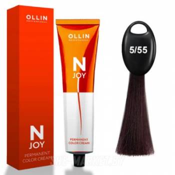 OLLIN "N-JOY"  5/55 – светлый шатен интенсивно-махагоновый, перманентная крем-краска для волос 100мл