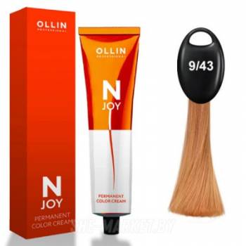 OLLIN "N-JOY"  9/43 – блондин медно-золотистый, перманентная крем-краска для волос 100мл