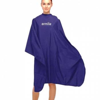 Ermila 0094-0080 cape blue Синий парикмахерский пеньюар-накидка для стрижки волос с фирменным логотипом
