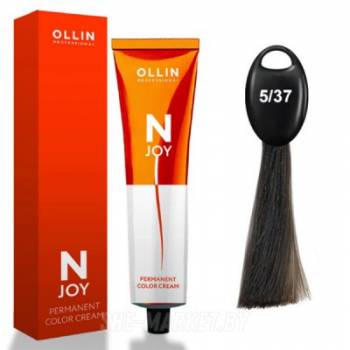 OLLIN "N-JOY"  5/37 – светлый шатен золотисто-коричневый, перманентная крем-краска для волос 100мл