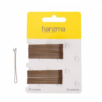 Harizma h10535-04 Невидимки 50 мм прямые 24 шт коричневые