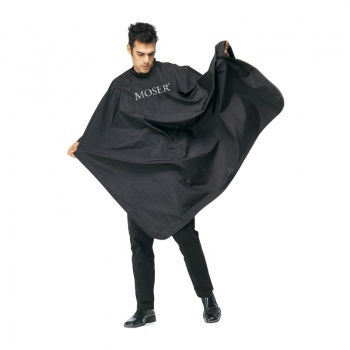 Moser 0092-0141 cape black Черный парикмахерский пеньюар-накидка для стрижки волос с фирменным логотипом
