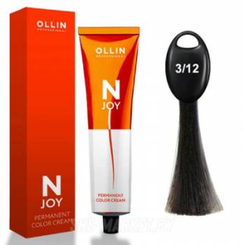 OLLIN "N-JOY"  3/12 – темный шатен пепельно-фиолетовый, перманентная крем-краска для волос 100мл