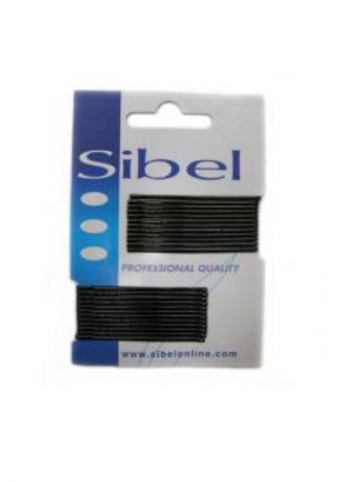 Sibel 940015002 Черные гладкие невидимки для волос 50мм в упаковке 24шт