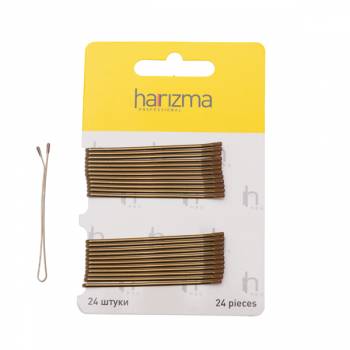 Harizma h10537-04 Невидимки 60 мм прямые 24 шт коричневые
