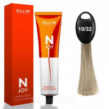 OLLIN "N-JOY" 10/32 – светлый блондин золотисто-фиолетовый, перманентная крем-краска для волос 100мл
